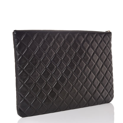 Chanel Lambskin Quilted Large Cosmetic Case Black 3 of 9
