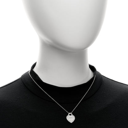 Tiffany Sterling Silver Enamel Small Return to Tiffany Heart Pendant Necklace Blue 2 of 5