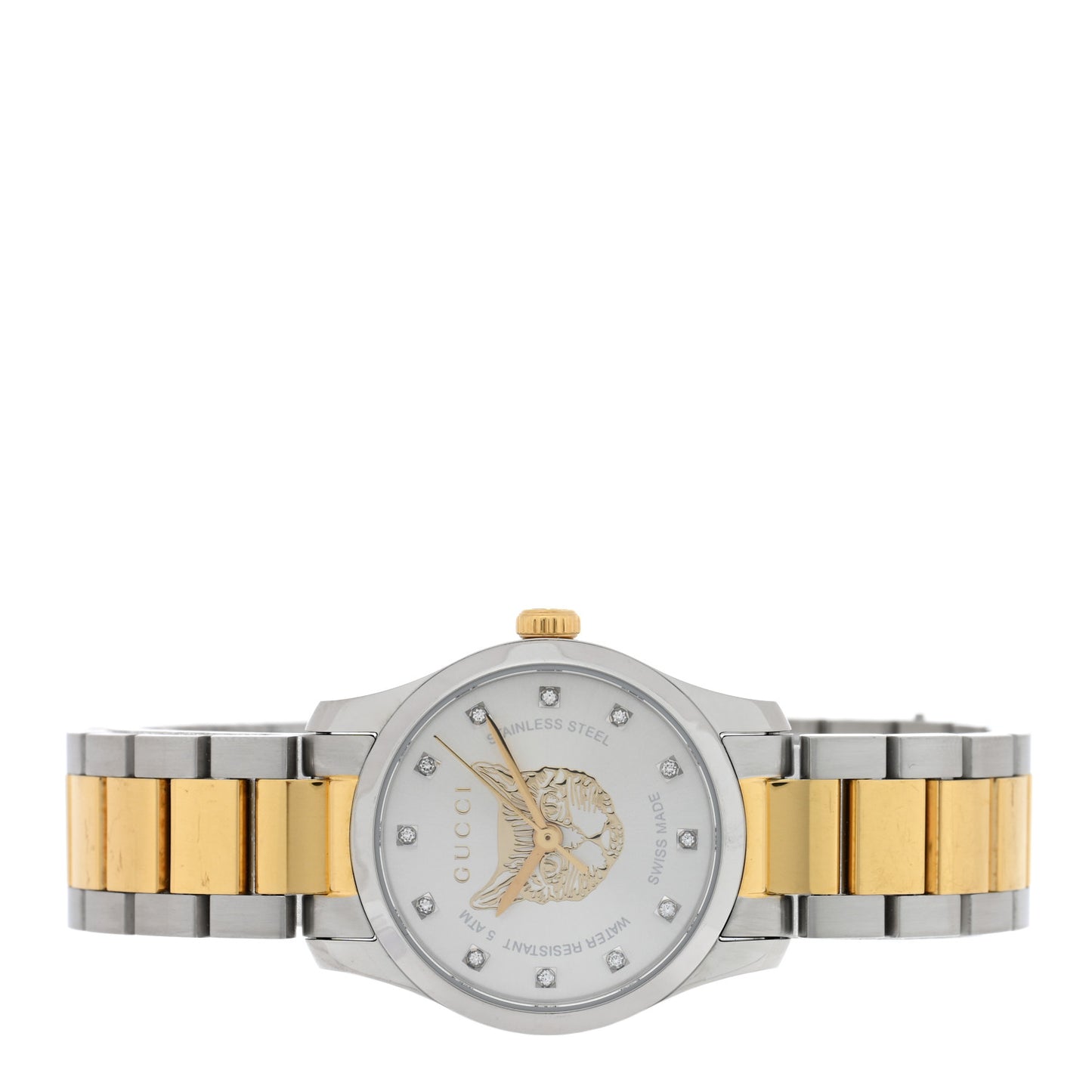 Stainless Steel Diamond 27mm G-Timeless Two Tone Cat Quartz Watch
