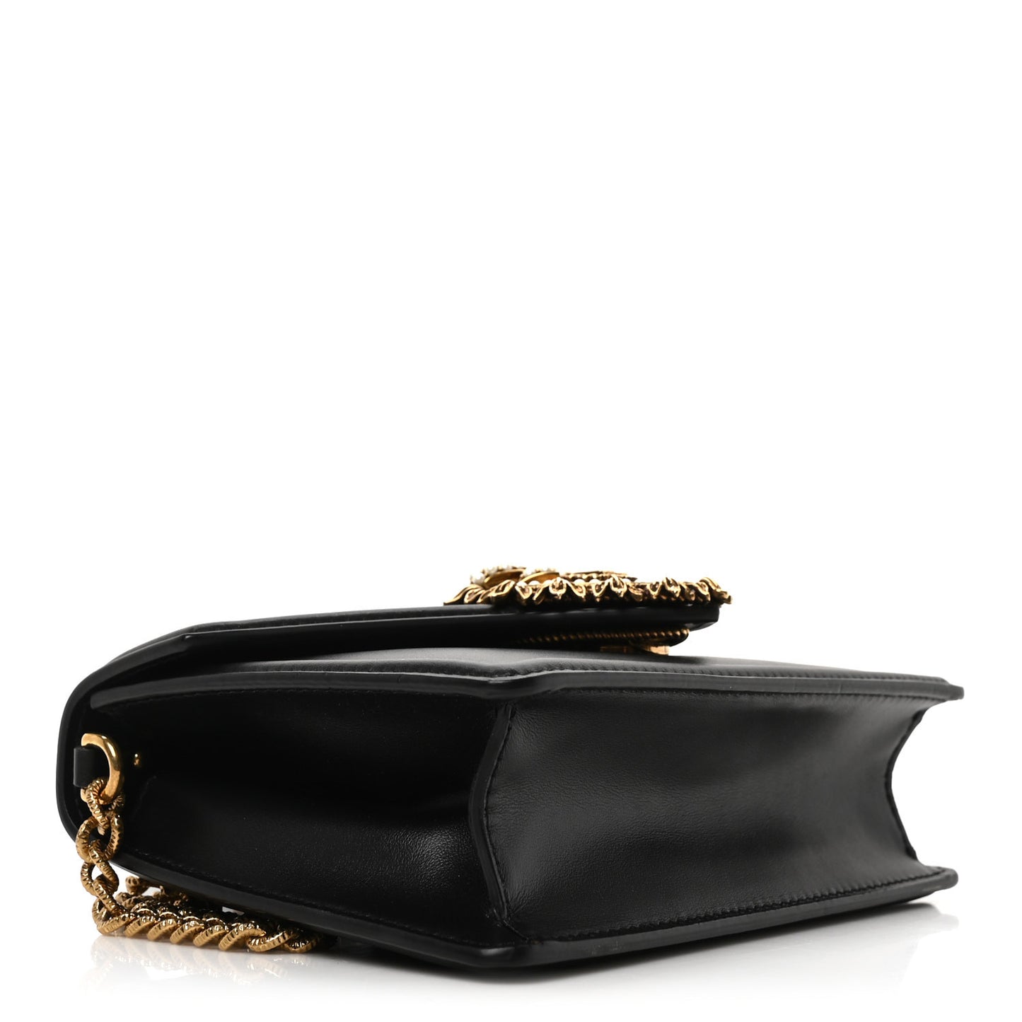 Smooth Calfskin Small Devotion Envelope Top Handle Bag Black