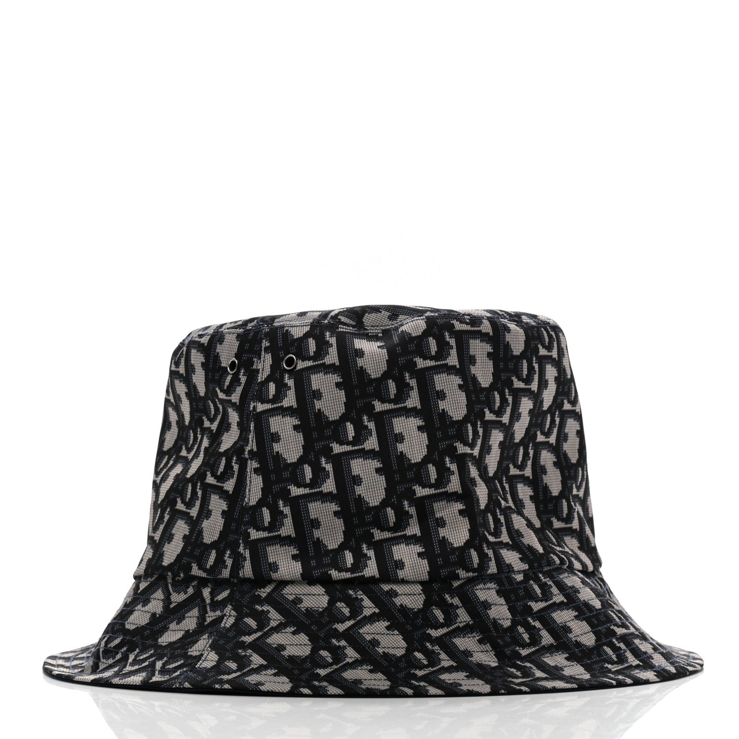 Christian Dior Polyester Cotton Oblique Teddy-D Brim Bucket Hat 58 Black 5 of 8
