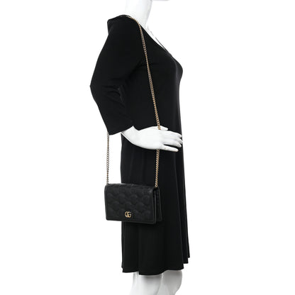 Gucci Calfskin GG Matelasse Chain Wallet Black 2 of 12