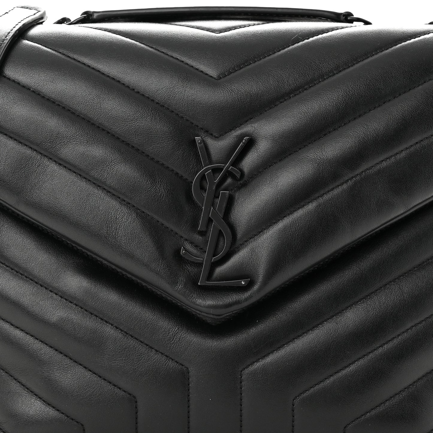 Calfskin Y Quilted Monogram Monochrome Medium Loulou Chain Satchel Black