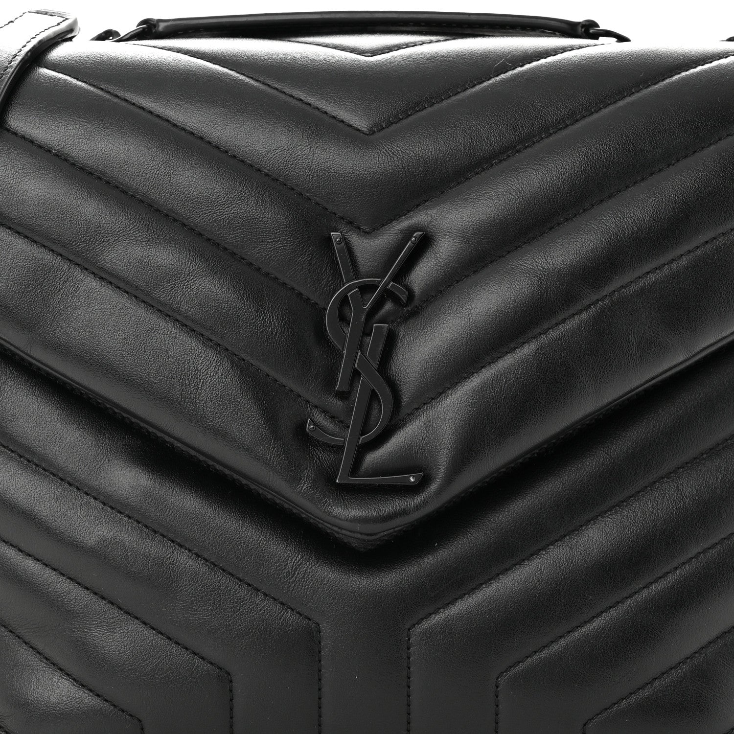 Saint Laurent Calfskin Y Quilted Monogram Monochrome Medium Loulou Chain Satchel Black 8 of 11