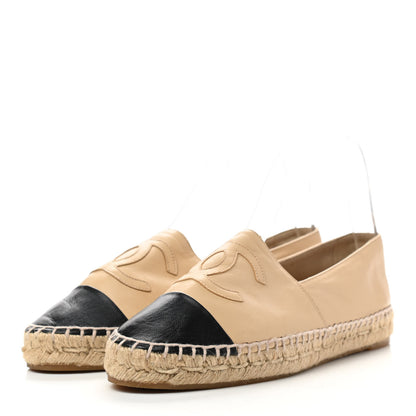Chanel Lambskin CC Espadrilles 39 Beige Black 3 of 13