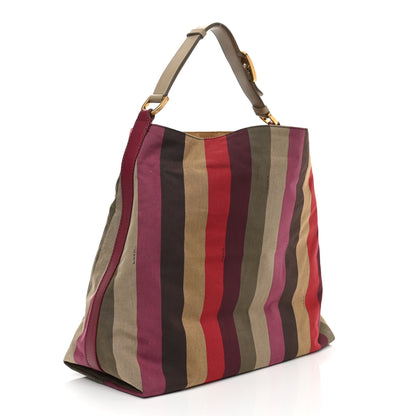 Fendi Canvas Striped Pequin Hobo Multicolor 3 of 11