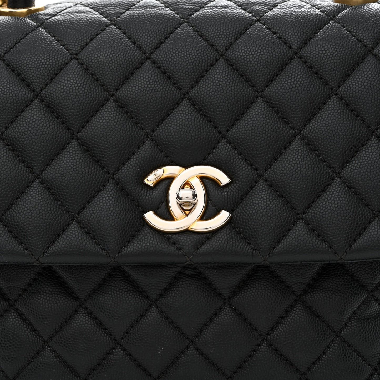 Caviar Quilted Medium Coco Handle Flap Black