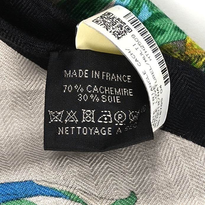 Cashmere Silk Jungle Love Giant Triangle Scarf Black Naturel Multicolor