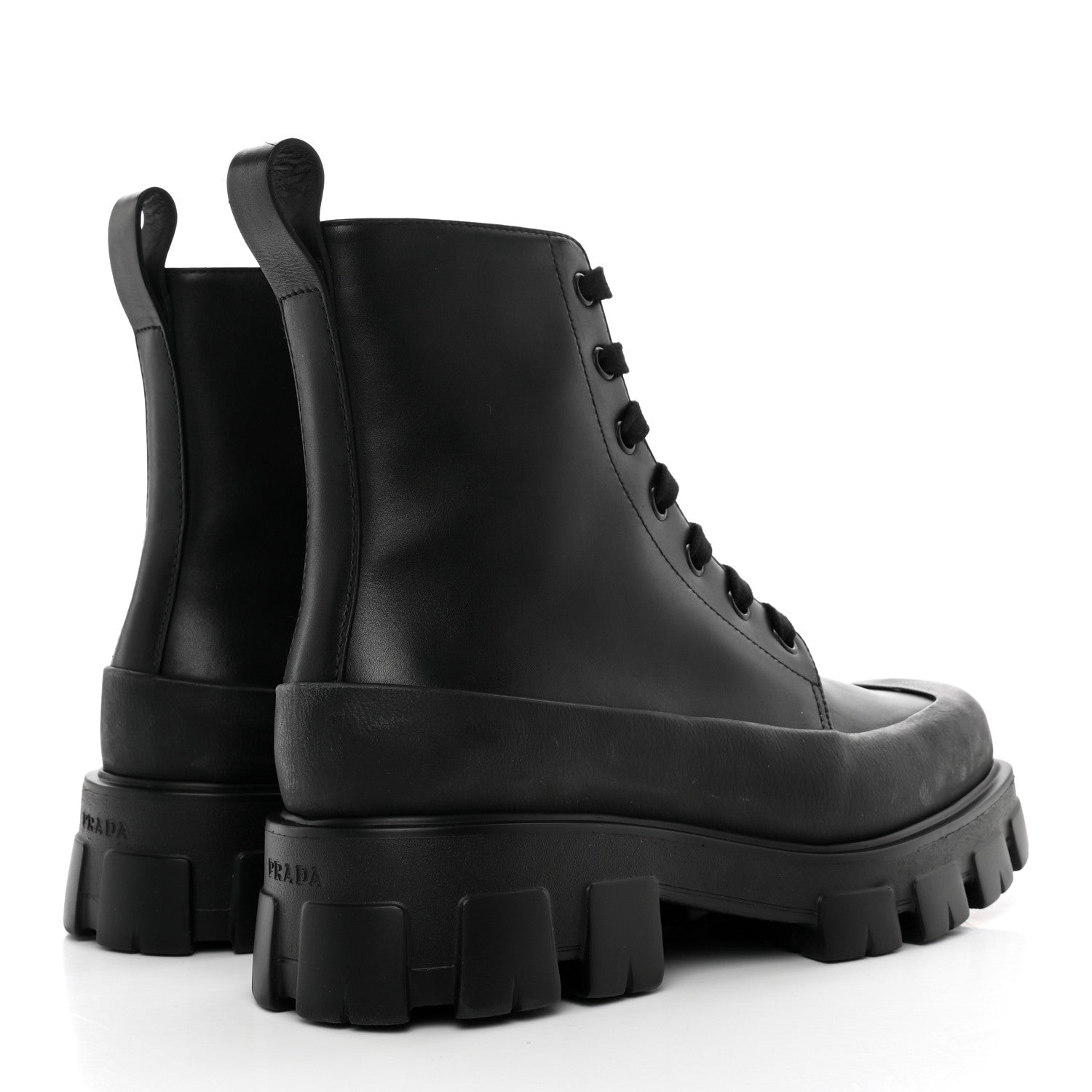 Prada Vitello Mens Lug Sole 45mm Combat Boots 9 Black 4 of 14