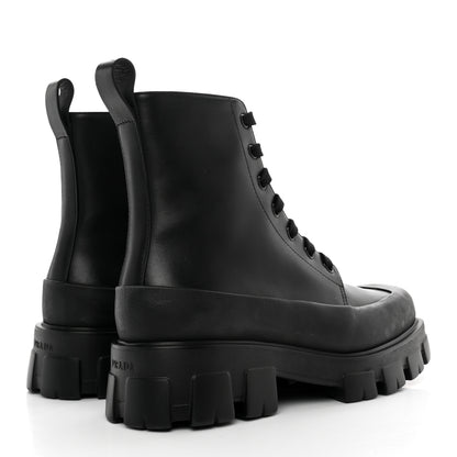Prada Vitello Mens Lug Sole 45mm Combat Boots 9 Black 4 of 14