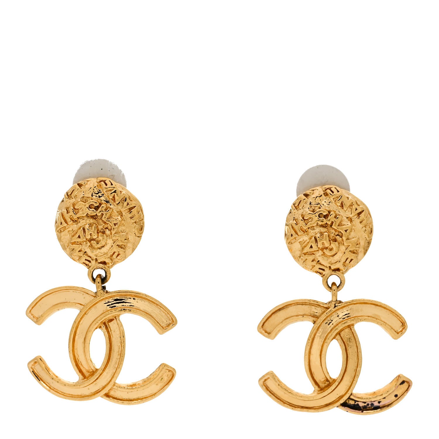 Chanel Metal CC Logo Drop Clip On Earrings Gold 1 of 5