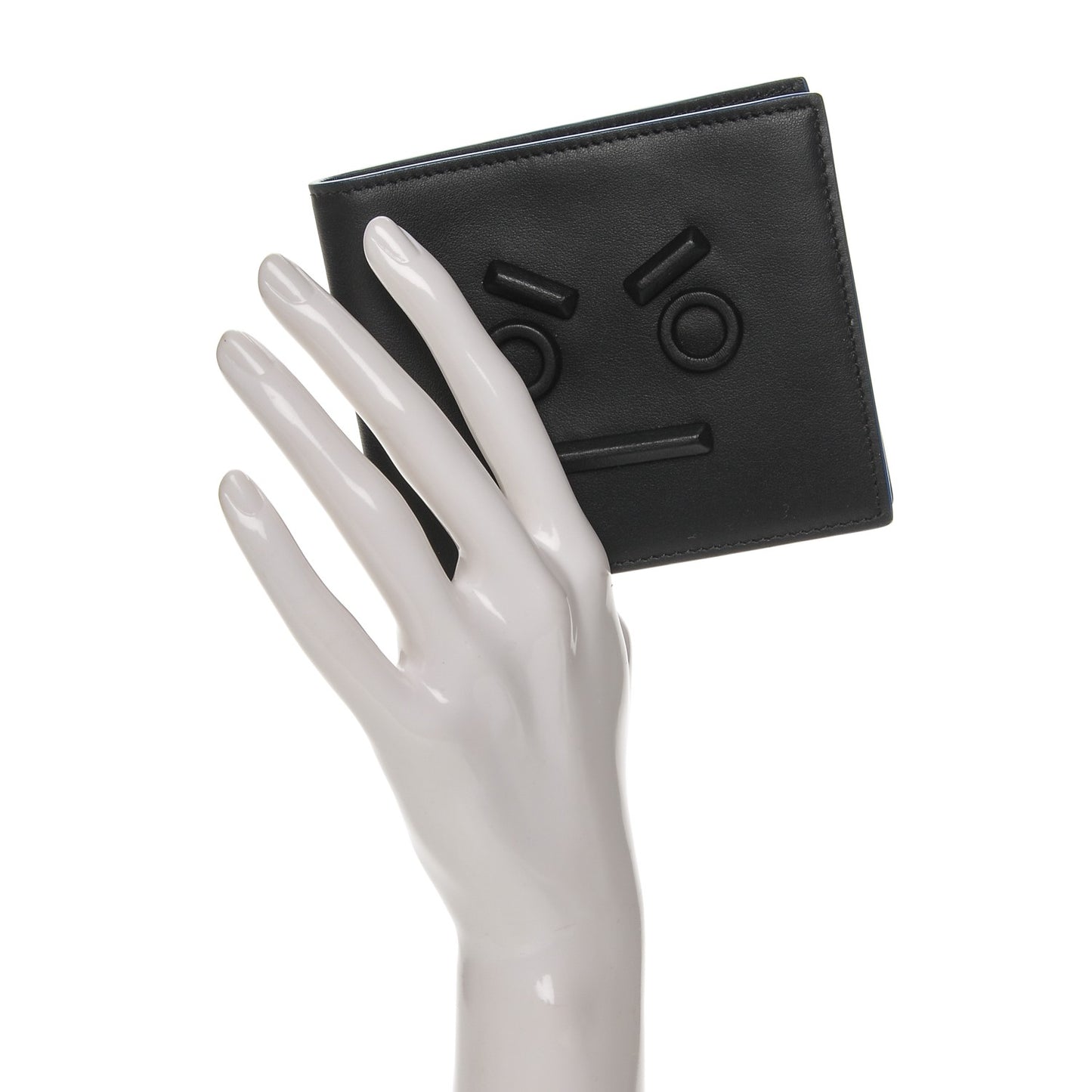 Vitello Century Face No Words Monochrome Bi-Fold Wallet Black