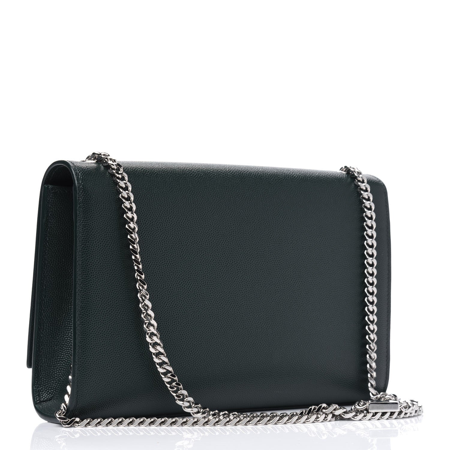 Saint Laurent Grain De Poudre Medium Monogram Kate Satchel Vert Fonce 2 of 14