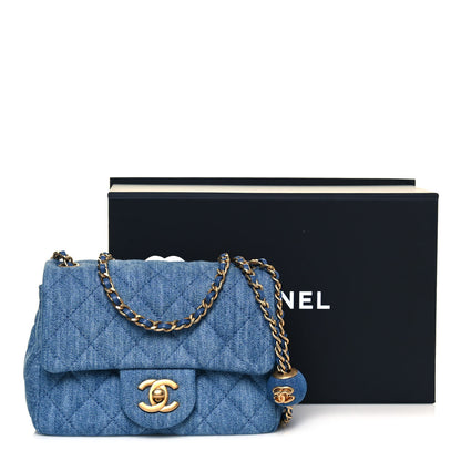 Chanel Denim Quilted Mini Pearl Crush Flap Blue 13 of 13