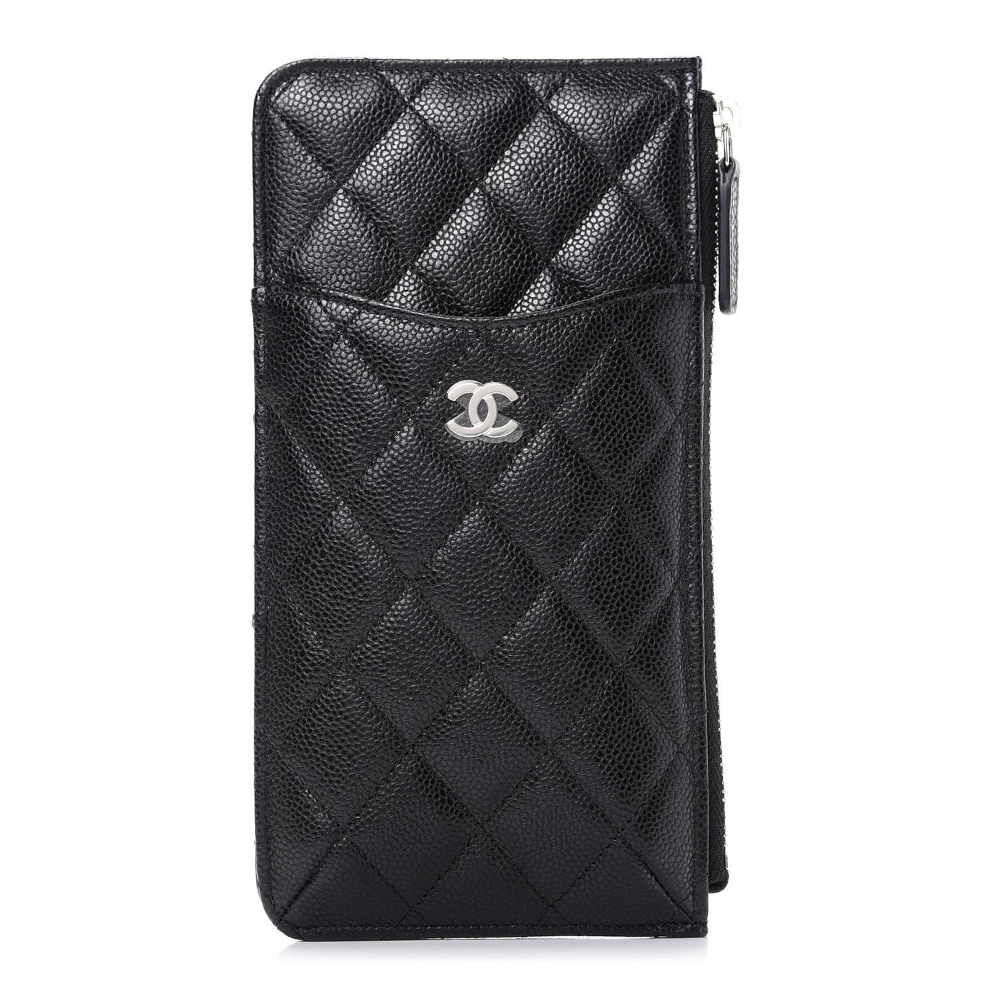 Caviar Quilted Classic Flat Wallet Pouch Black