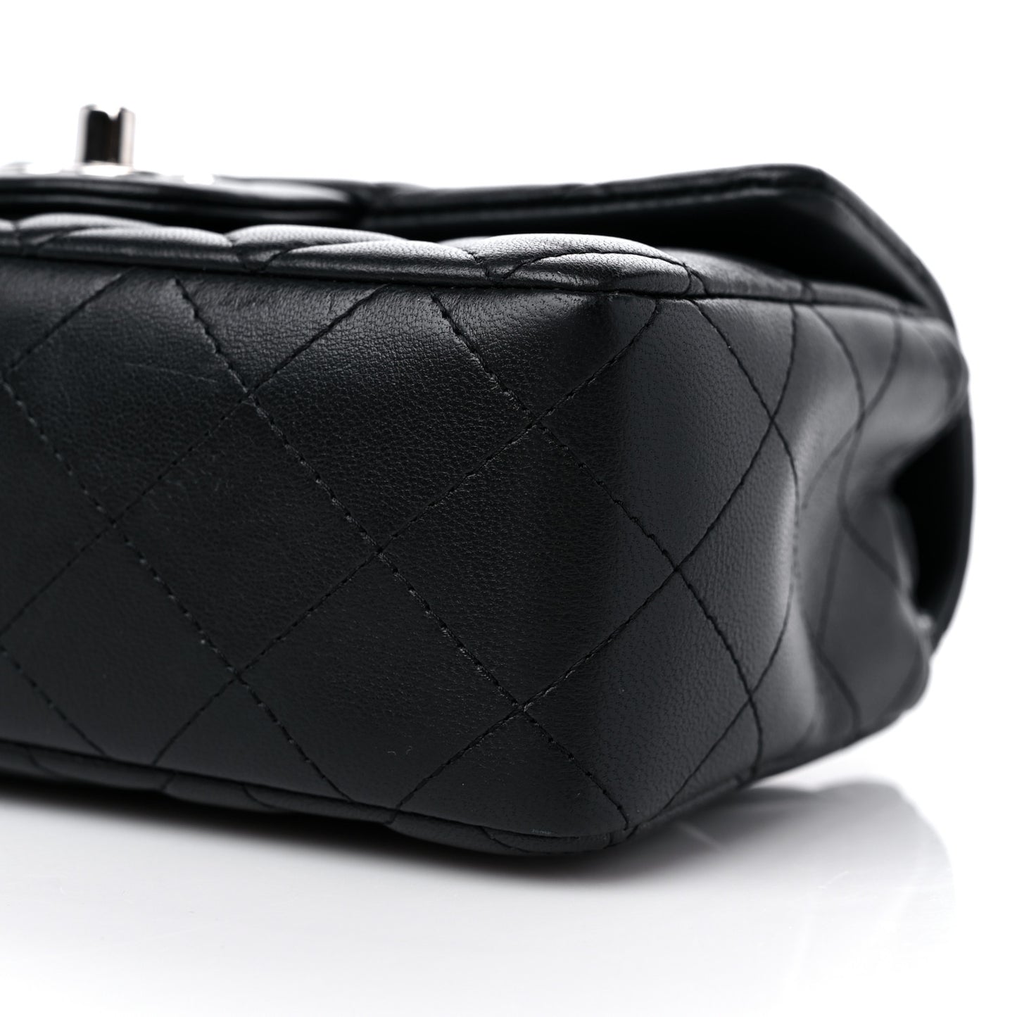 Lambskin Quilted Mini Rectangular Flap Black