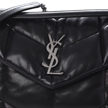 Saint Laurent Lambskin Quilted Medium Loulou Puffer Monogram Chain Satchel Black 9 of 9