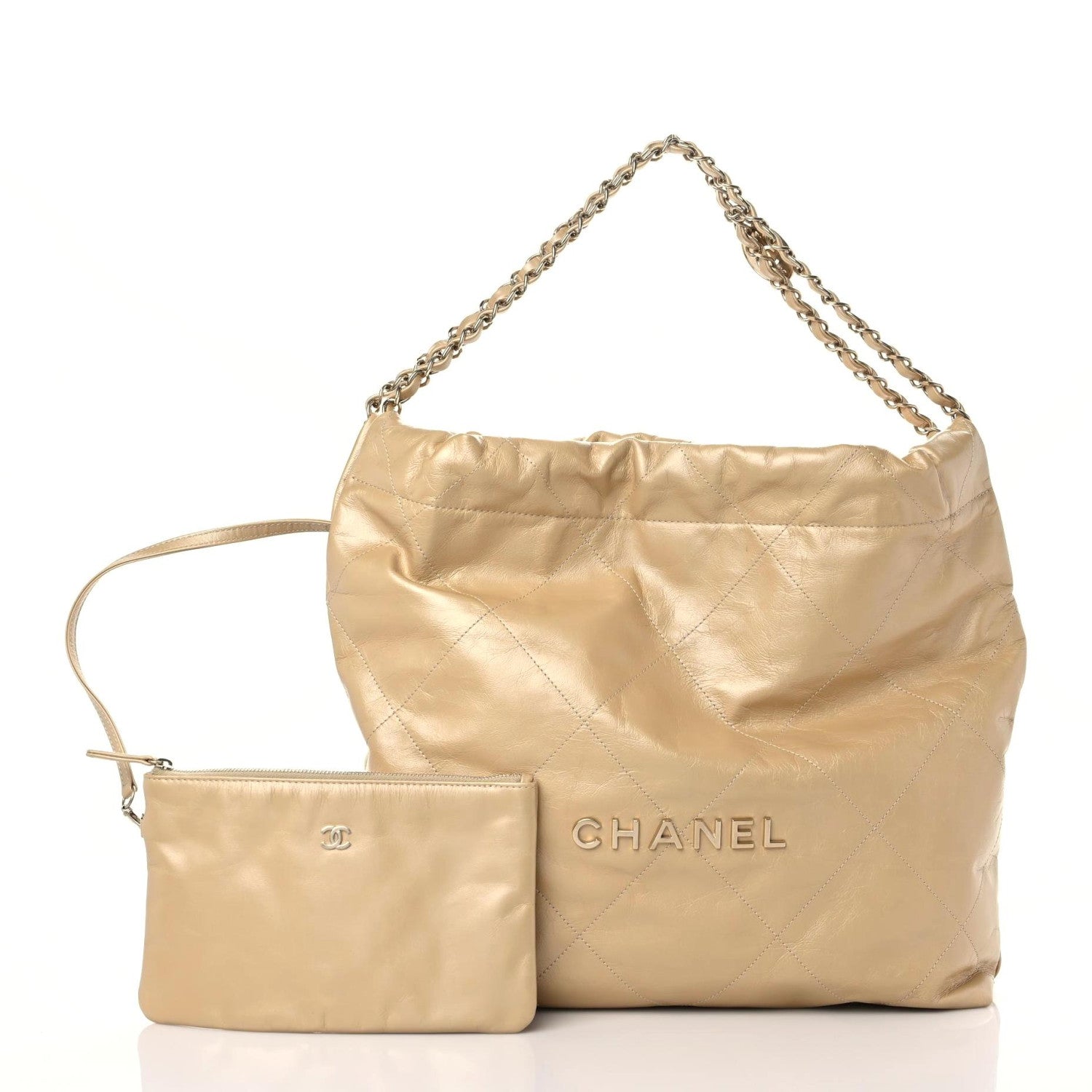 Chanel Shiny Crumpled Calfskin Quilted Chanel 22 Gold 10 of 10