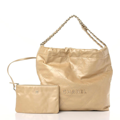 Chanel Shiny Crumpled Calfskin Quilted Chanel 22 Gold 10 of 10