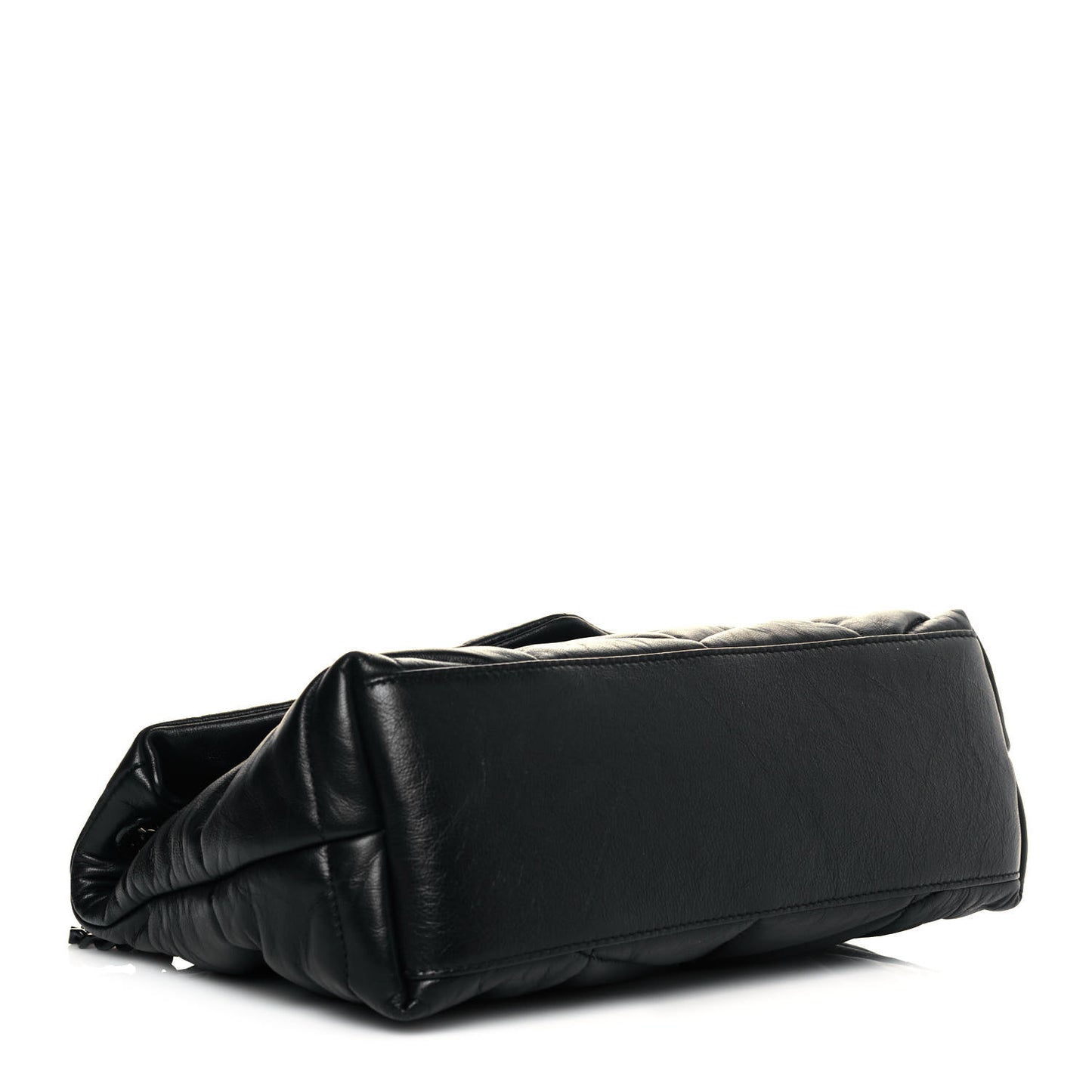 Lambskin Quilted Small Loulou Puffer Monogram Chain Satchel Black