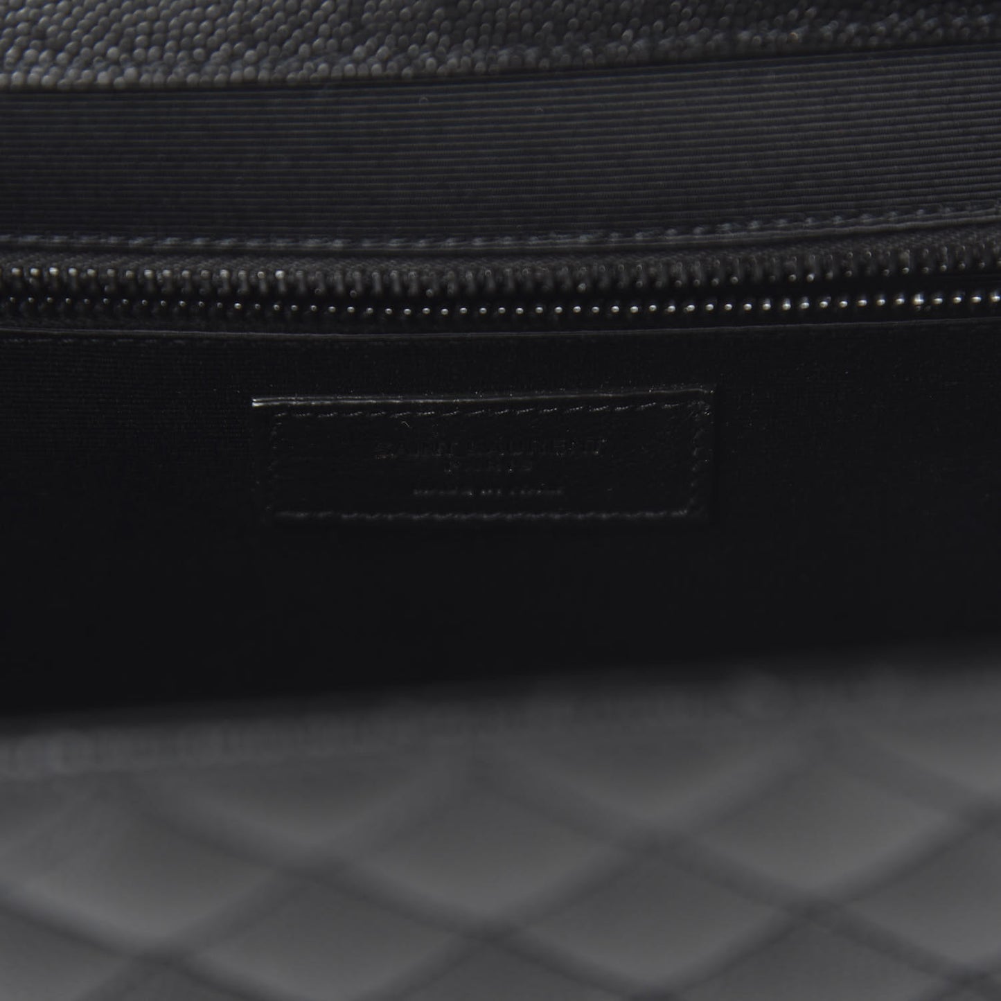 Grain De Poudre Textured Mixed Matelasse Large Triquilt Monogram Monochrome Satchel Black