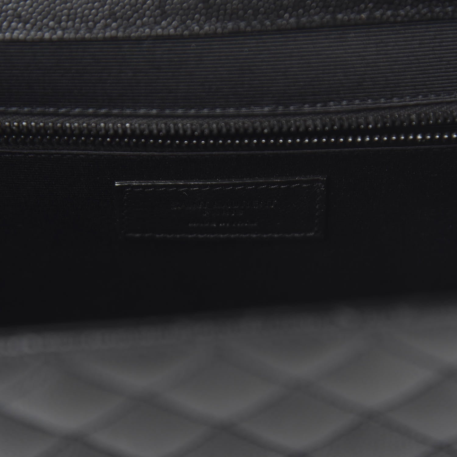 Saint Laurent Grain De Poudre Textured Mixed Matelasse Large Triquilt Monogram Monochrome Satchel Black 8 of 9