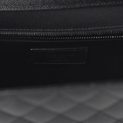 Saint Laurent Grain De Poudre Textured Mixed Matelasse Large Triquilt Monogram Monochrome Satchel Black 8 of 9