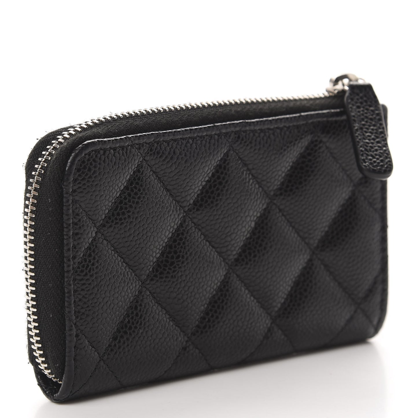 Caviar Quilted Zipped Key Holder Case Black
