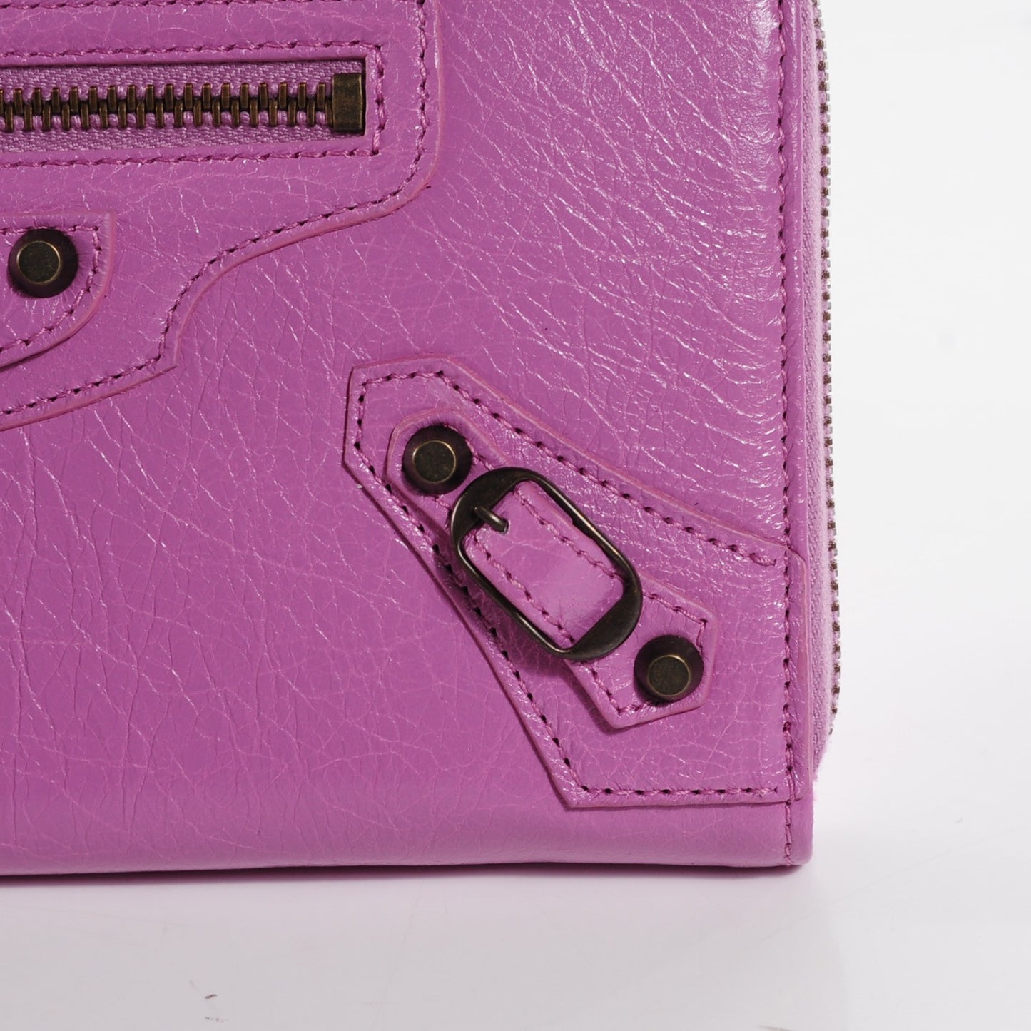 Agneau Classic Hardware Continental Zip Around Wallet Rose Berlingot