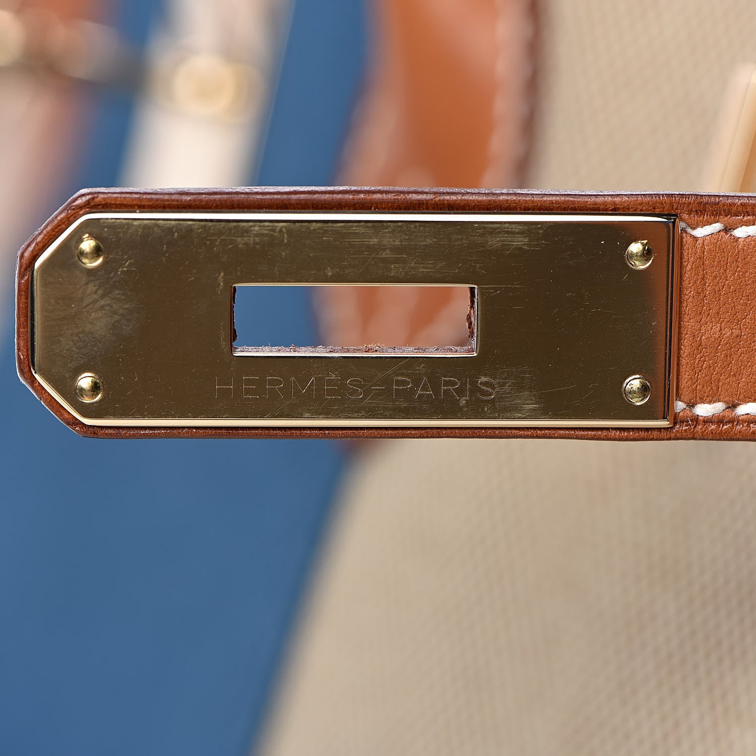 Hermes Toile Natural Barenia Flag Birkin 40 Fauve 18 of 33