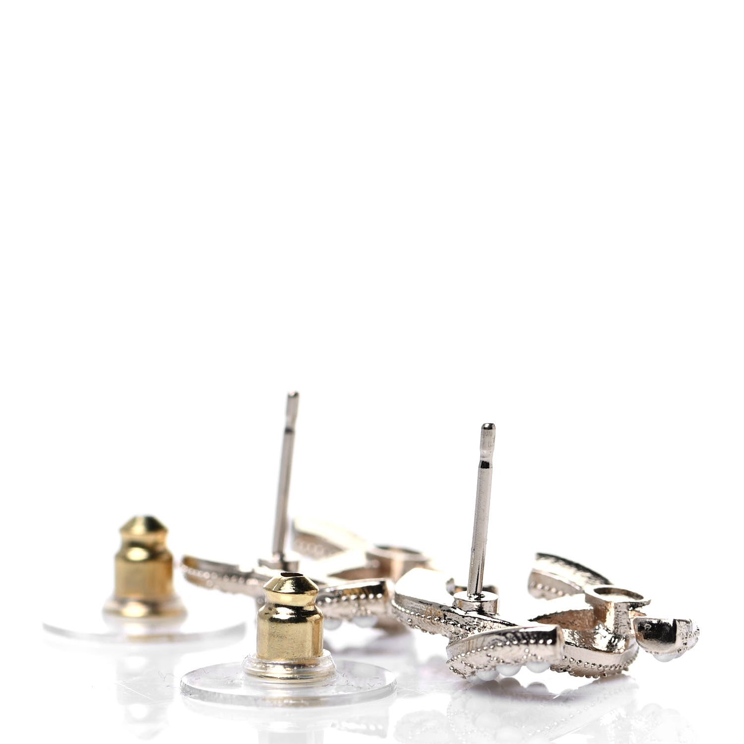 Chanel Crystal Pearl CC Earrings Gold 3 of 4
