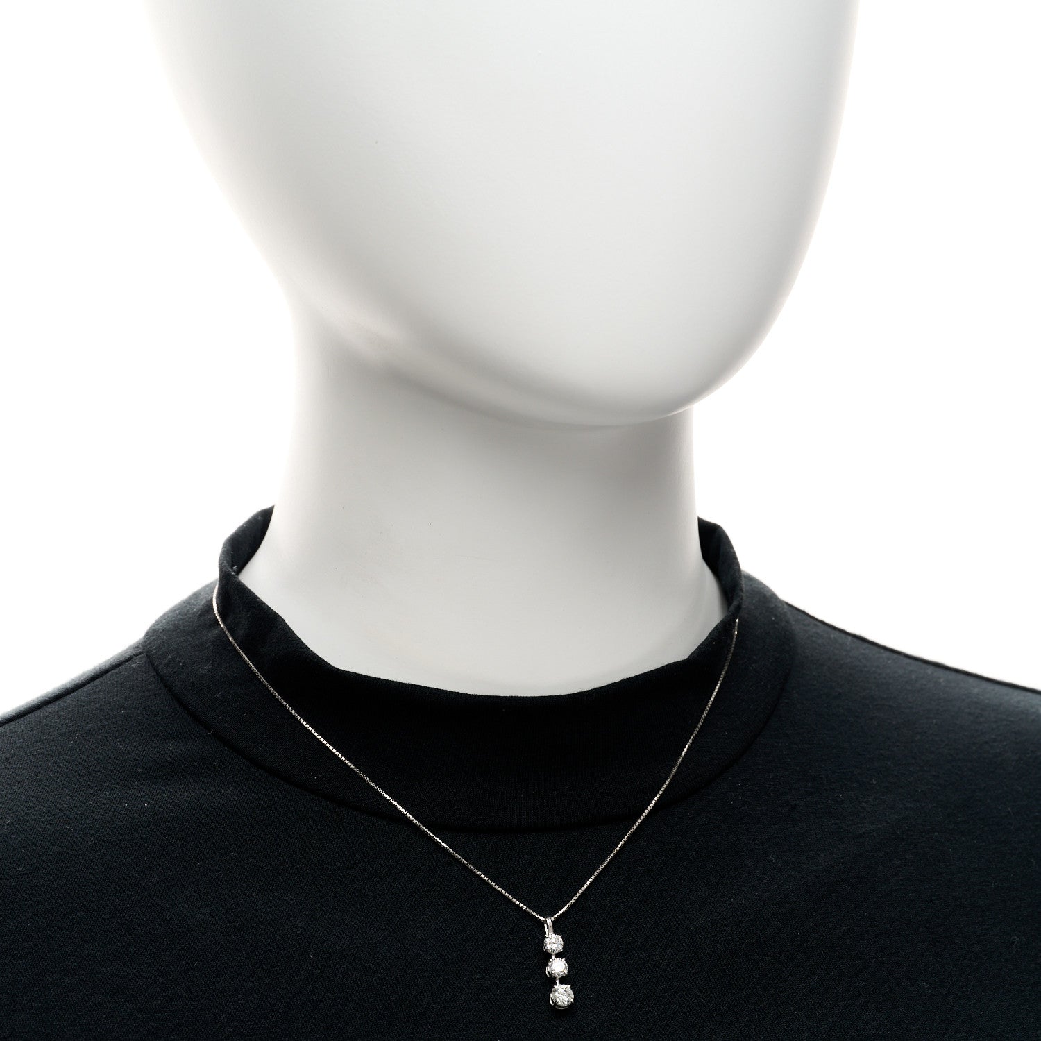 Parker & West by FASHIONPHILE Platinum Diamond 1.03ctw Graduate Triple Drop Pendant Necklace 2 of 6