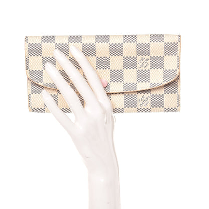 Louis Vuitton Damier Azur Emilie Wallet Rose Ballerine 2 of 7