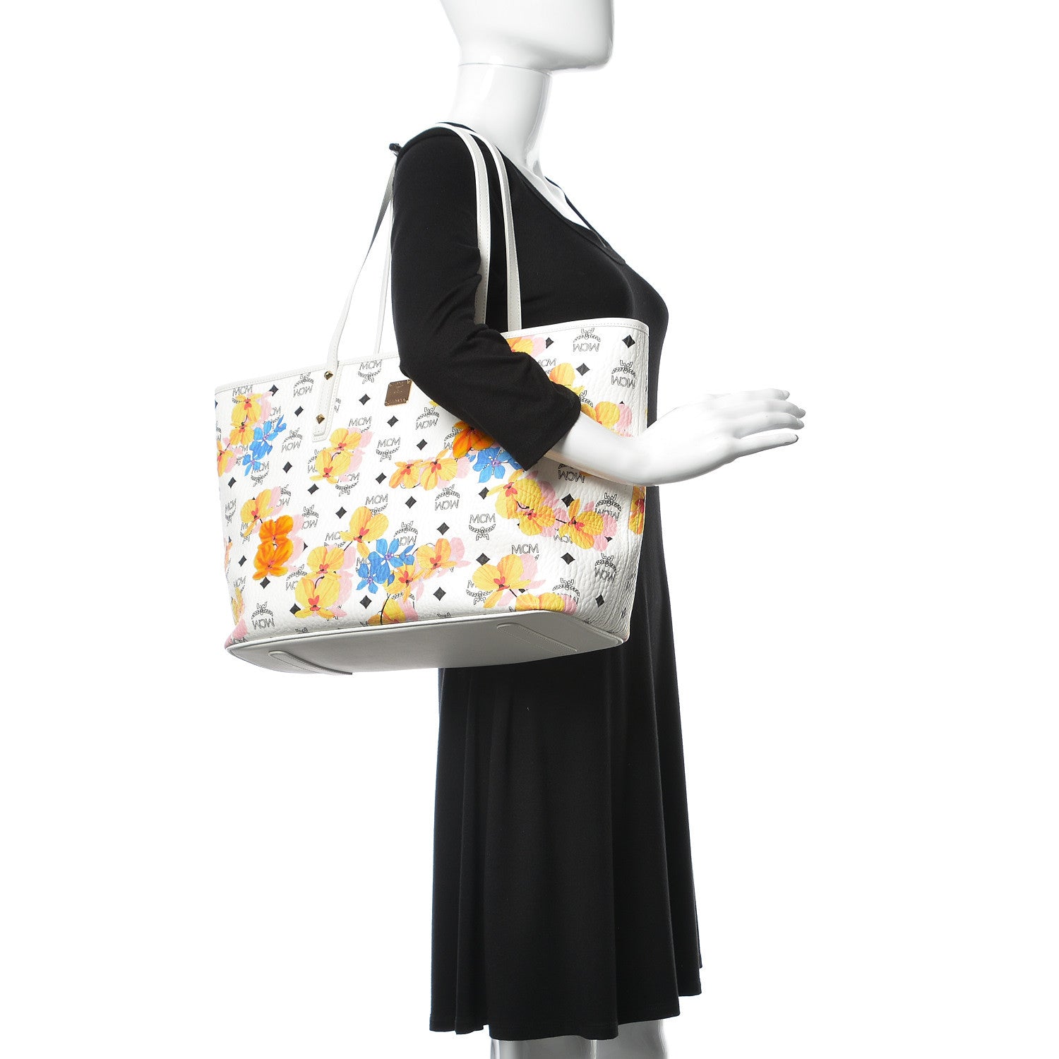 MCM Visetos Medium Anya Essential Floral Print Shopper Tote White 2 of 10