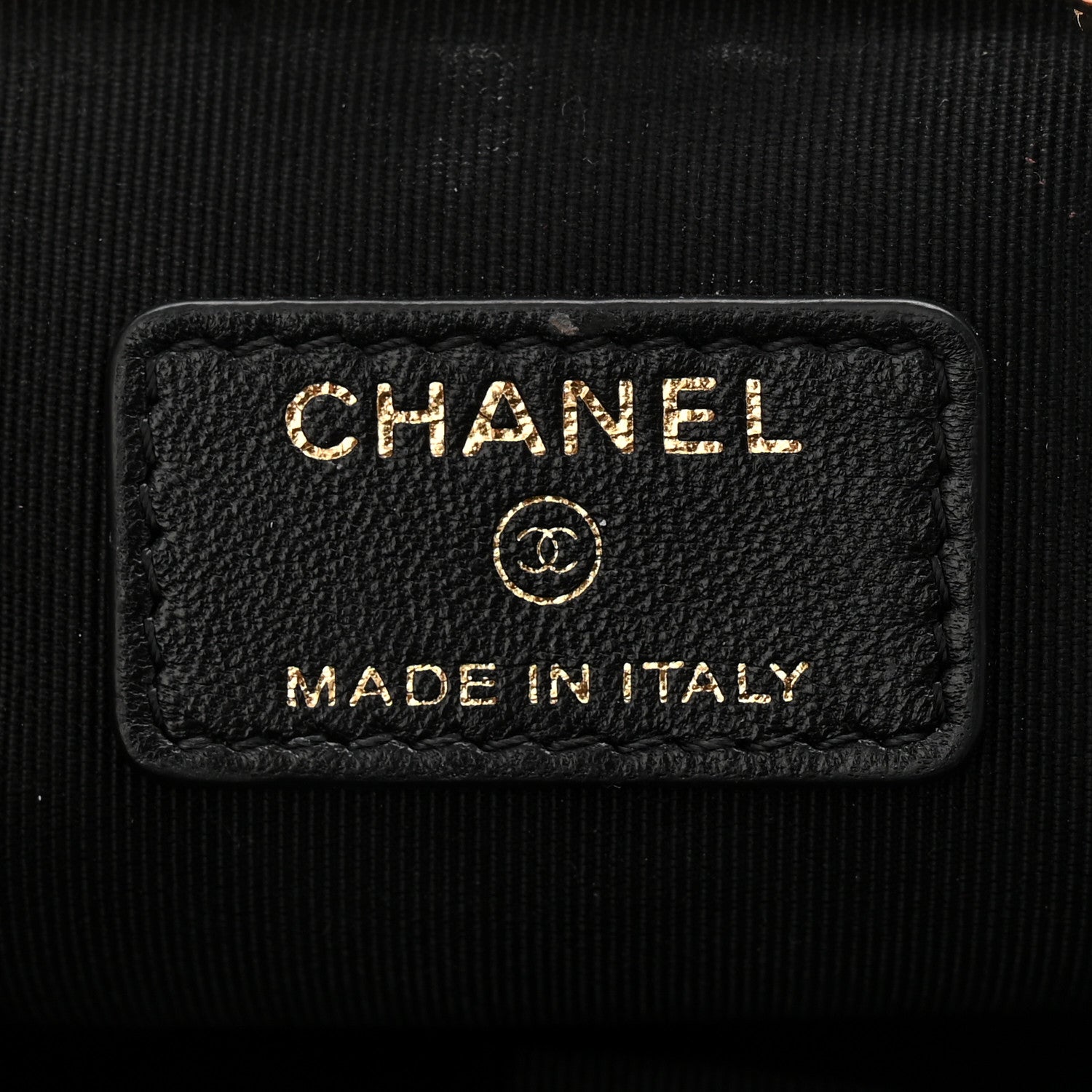 Chanel Shiny Aged Lambskin Quilted Kiss Lock Clutch With Chain Black 6 of 10