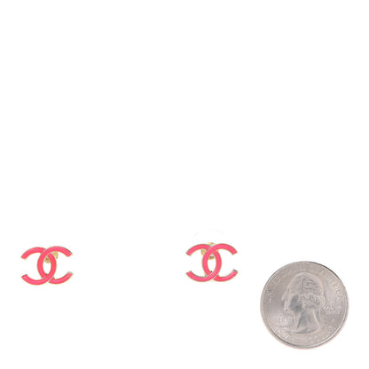 Chanel Enamel CC Earrings Pink Gold 2 of 5