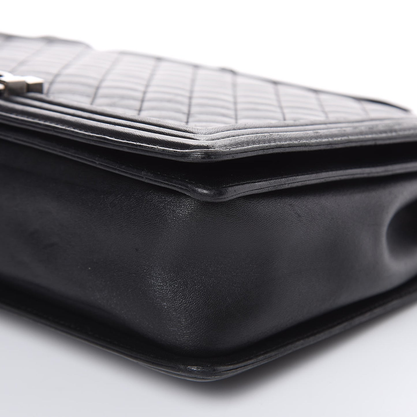 Lambskin Quilted Large Boy Flap Black