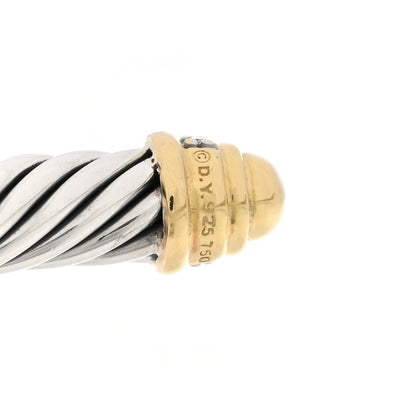 David Yurman Sterling Silver 18K Yellow Gold Diamond 5mm Dome Cable Classics Bracelet 3 of 4