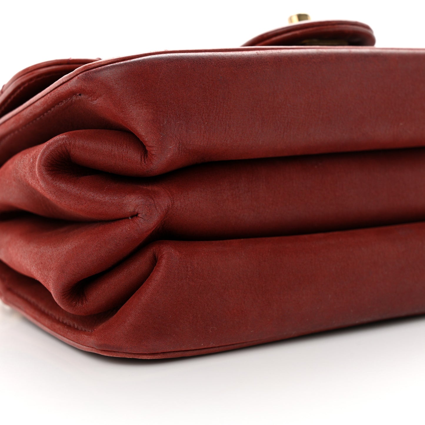Iridescent Calfskin Quilted Mini Straight Lined Flap Red