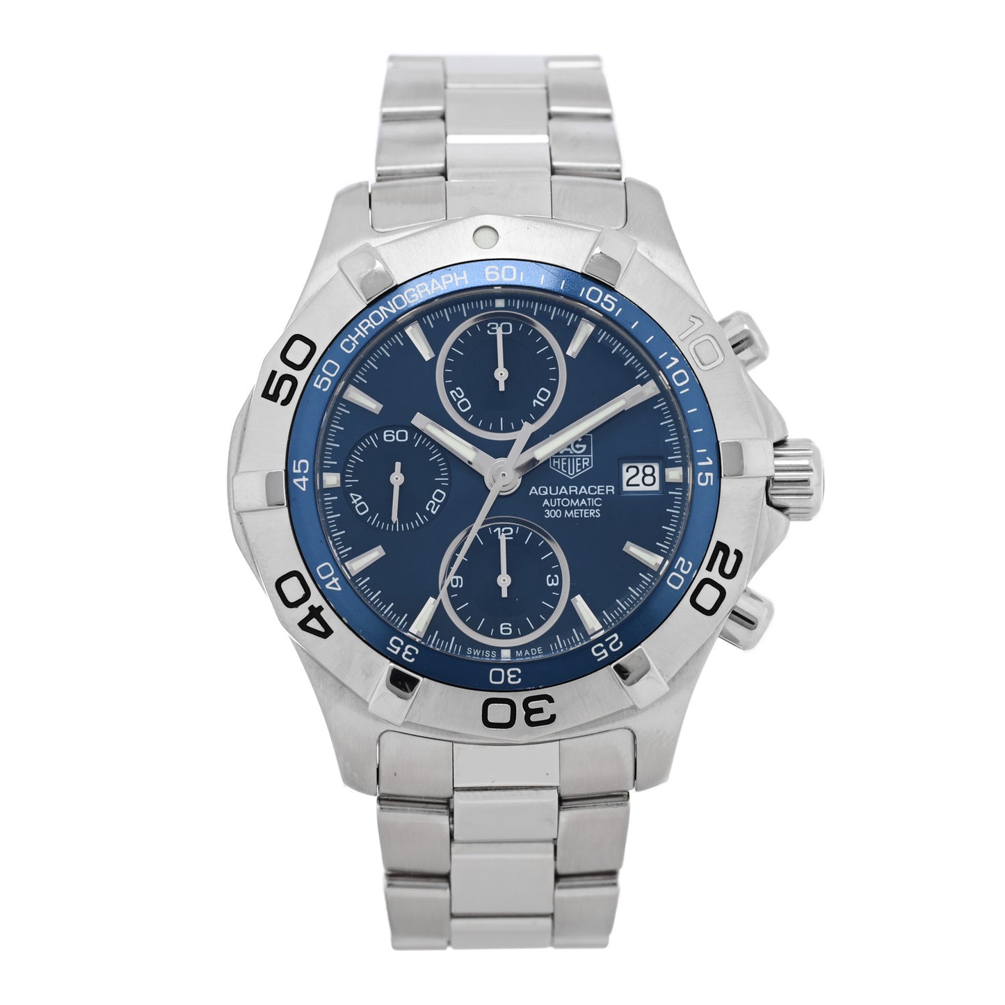 Stainless Steel 41mm Aquaracer 300M Chronograph Automatic Watch Blue CAF2112