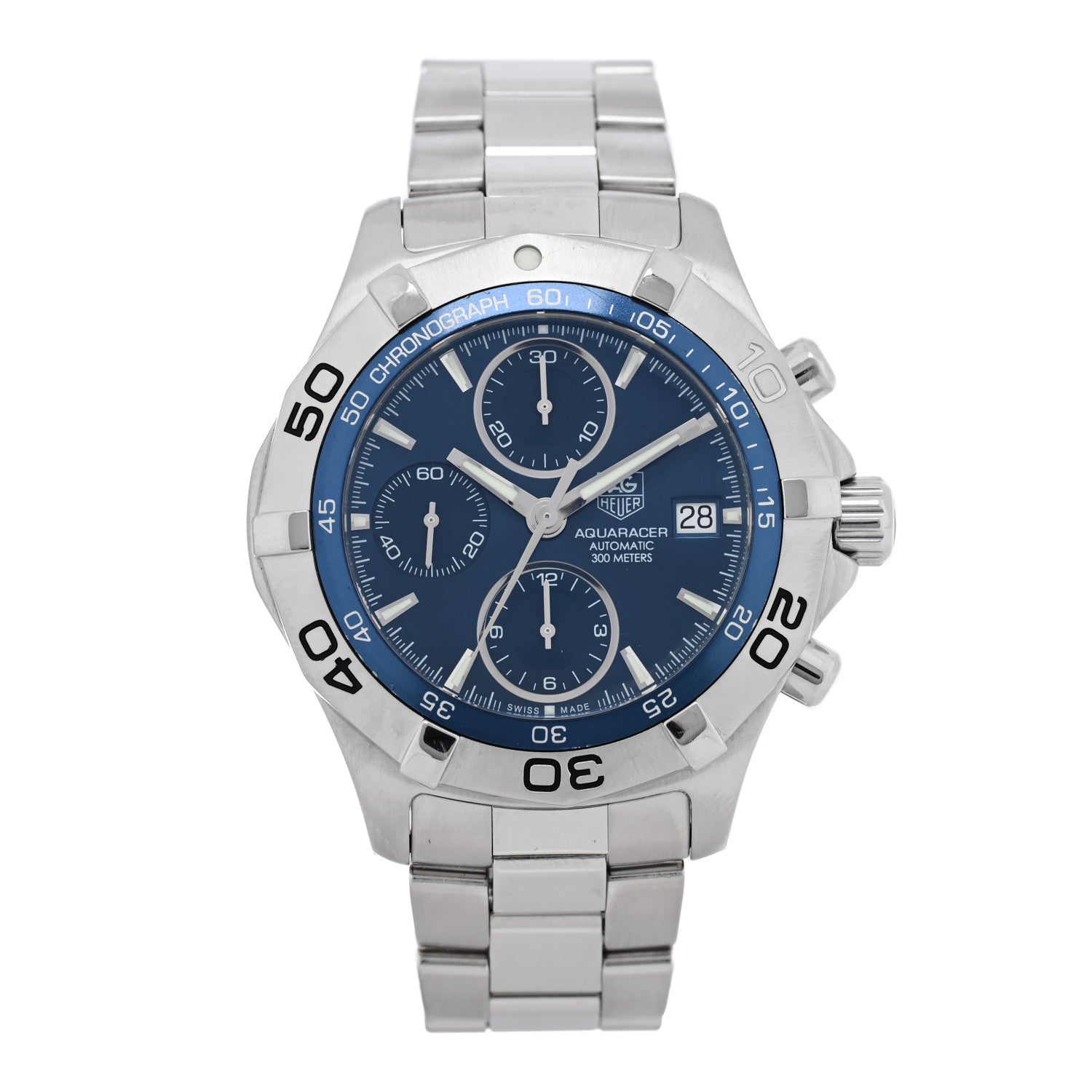 Tag Heuer Stainless Steel 41mm Aquaracer 300M Chronograph Automatic Watch Blue CAF2112 1 of 4