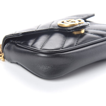 Gucci Calfskin Matelasse GG Marmont 2.0 Coin Purse On A Chain Black 7 of 8