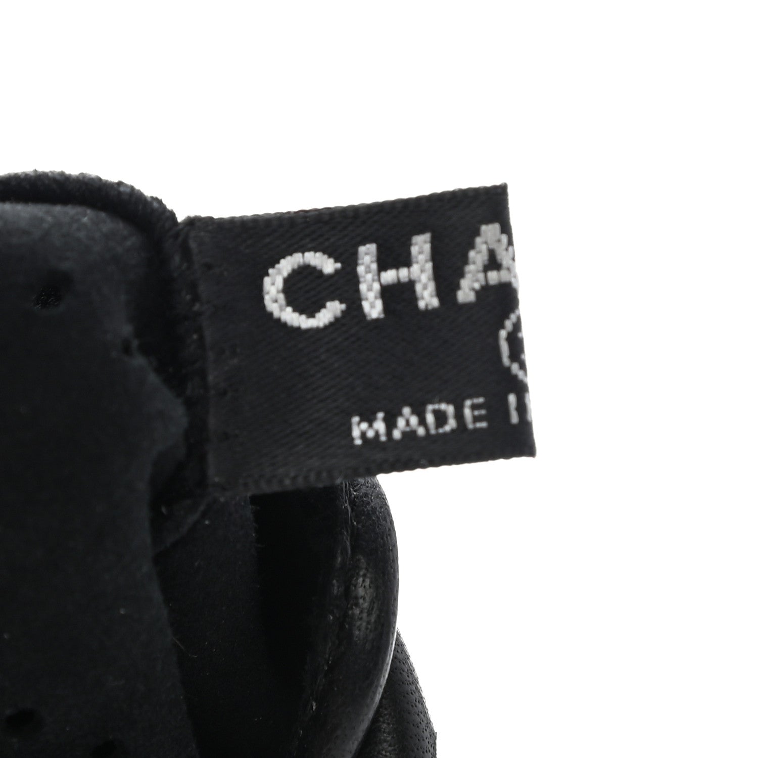 Chanel Lambskin Perforated CC Fingerless Gloves 7.5 Black 3 of 5