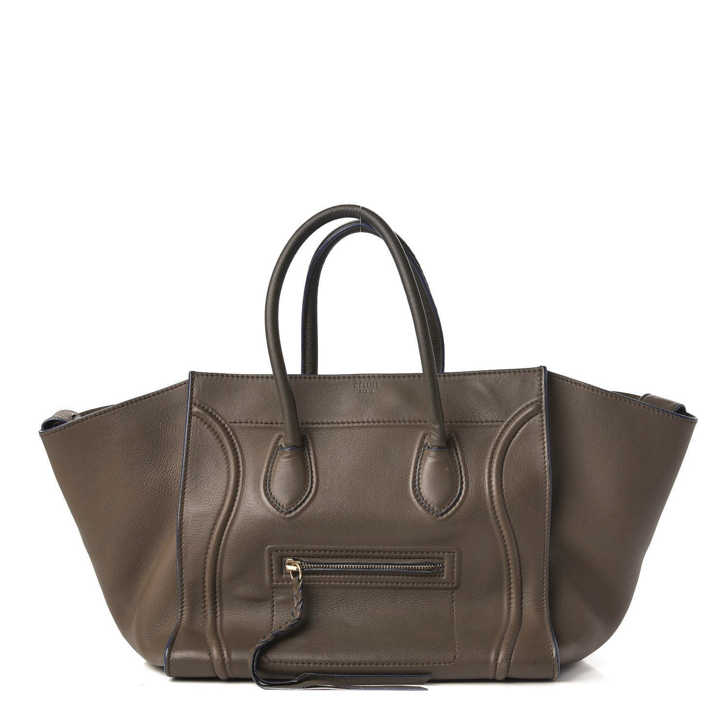 Celine Supple Calfskin Medium Phantom Luggage Khaki Cobalt Trim 3 of 32