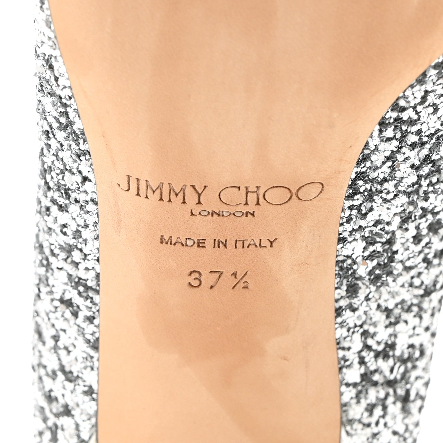 Jimmy Choo Coarse Glitter Fabric Agnes 85 Pumps 37.5 Silver 7 of 7