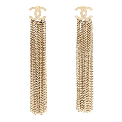 Chanel Metal CC Multi Strand Chain Drop Earrings Gold 1 of 5