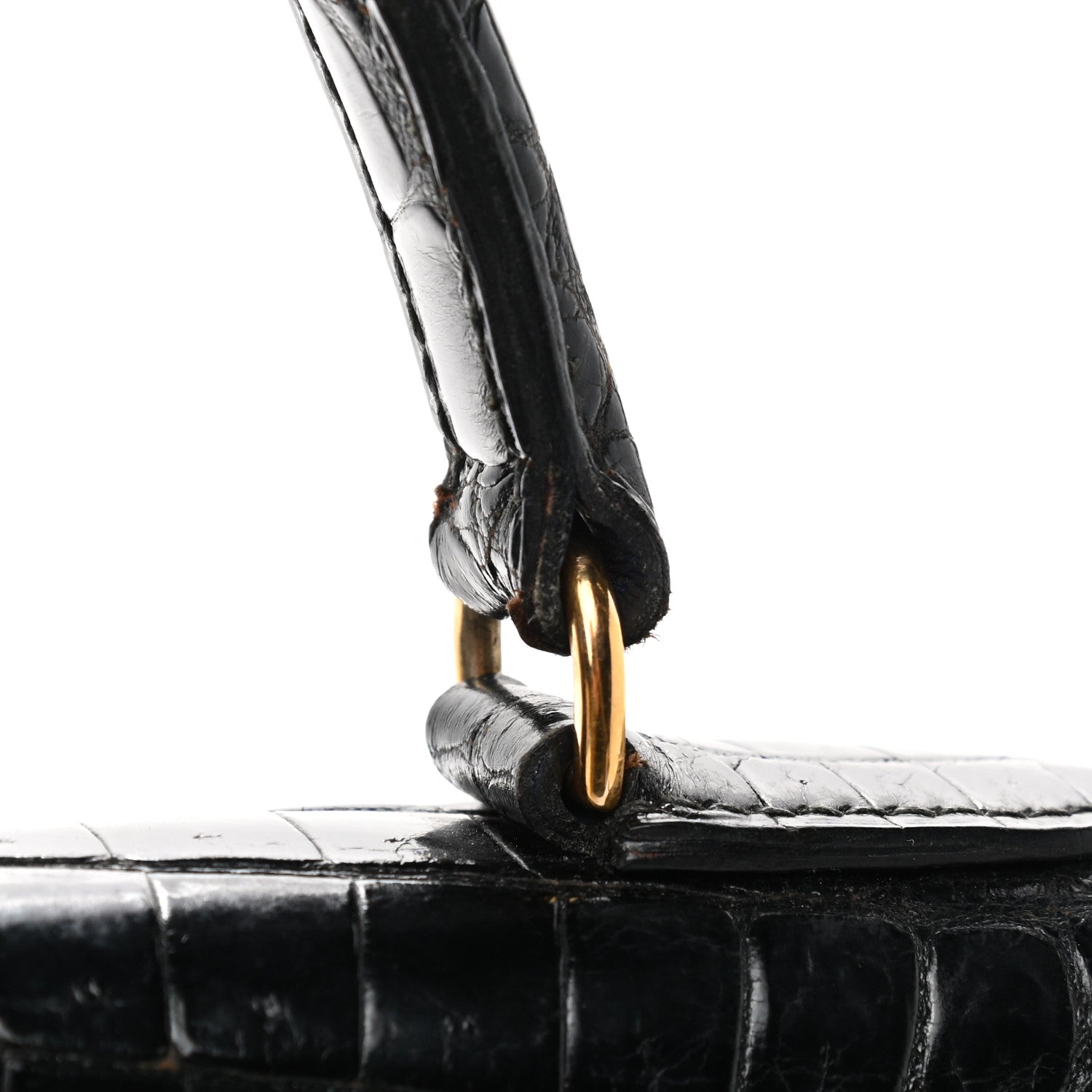 Hermes Shiny Niloticus Crocodile Kelly Sellier 28 Black 12 of 13