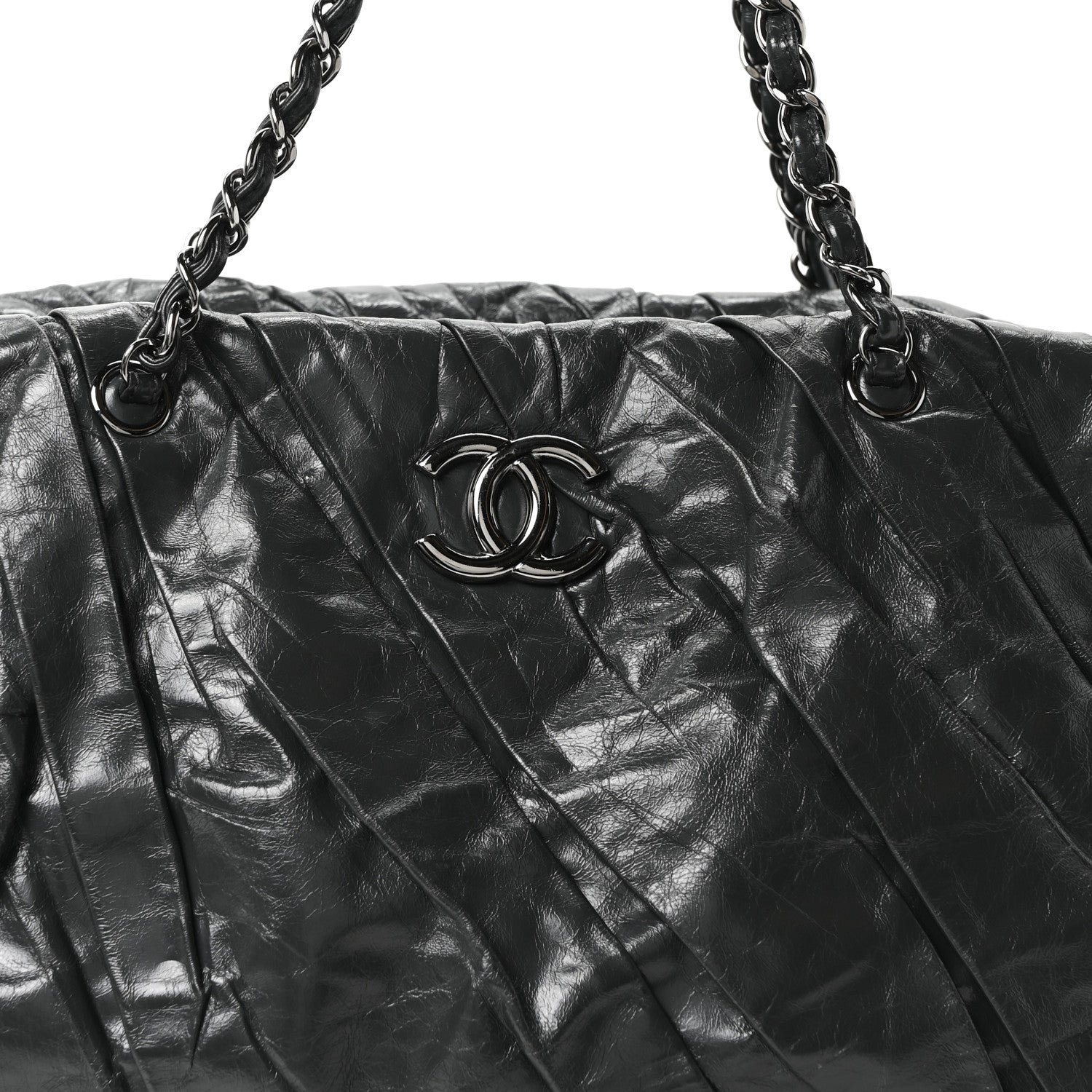 Chanel Glazed Calfskin Twisted Bowling Bag Grey 8 of 10
