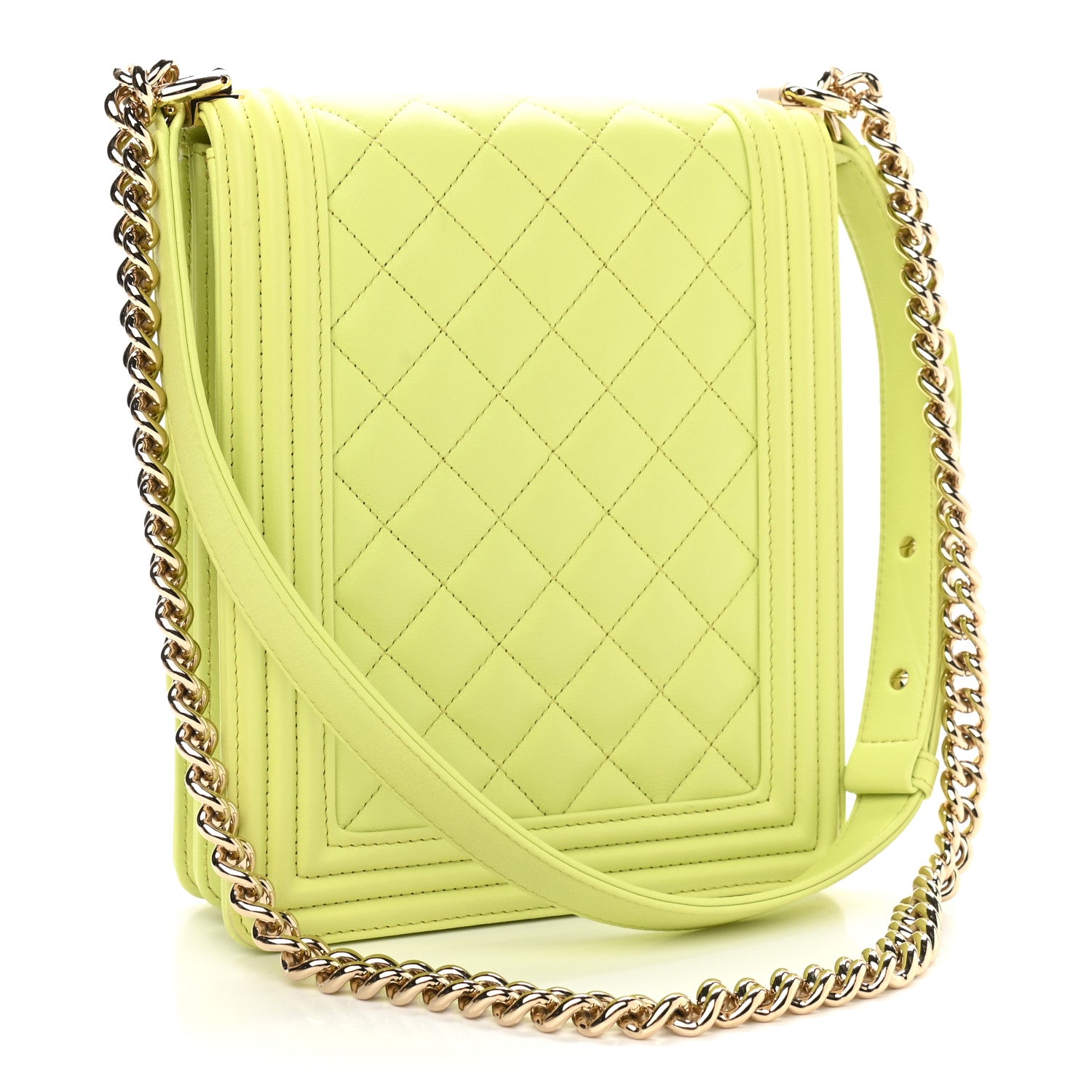 Chanel Calfskin Quilted North South Boy Flap Light Green 3 of 13