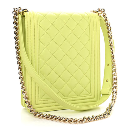 Chanel Calfskin Quilted North South Boy Flap Light Green 3 of 13